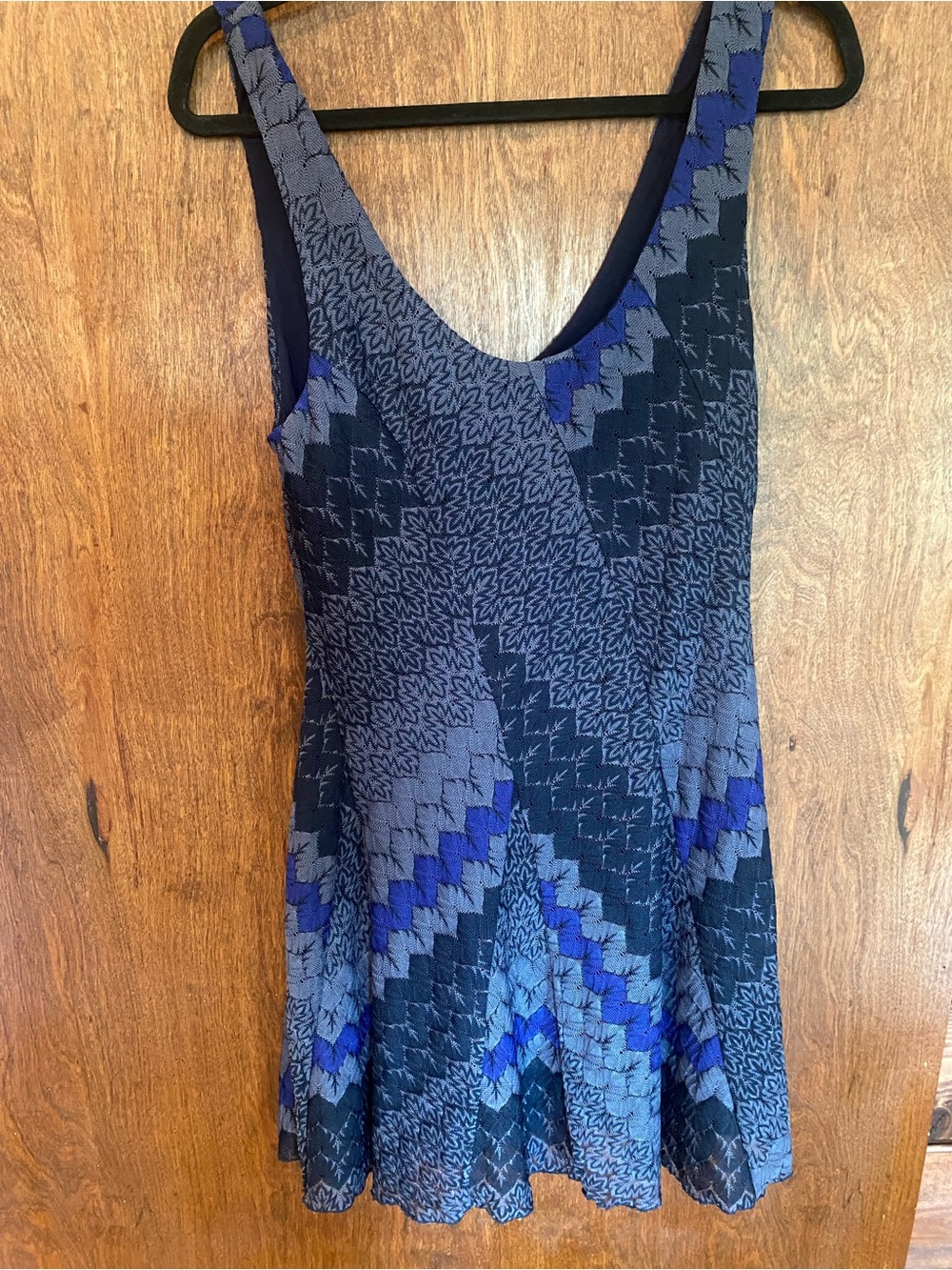 Free People My One & Only Swing Dress XS Blue Gray Black Knit Boho Mini - Picture 2 of 8